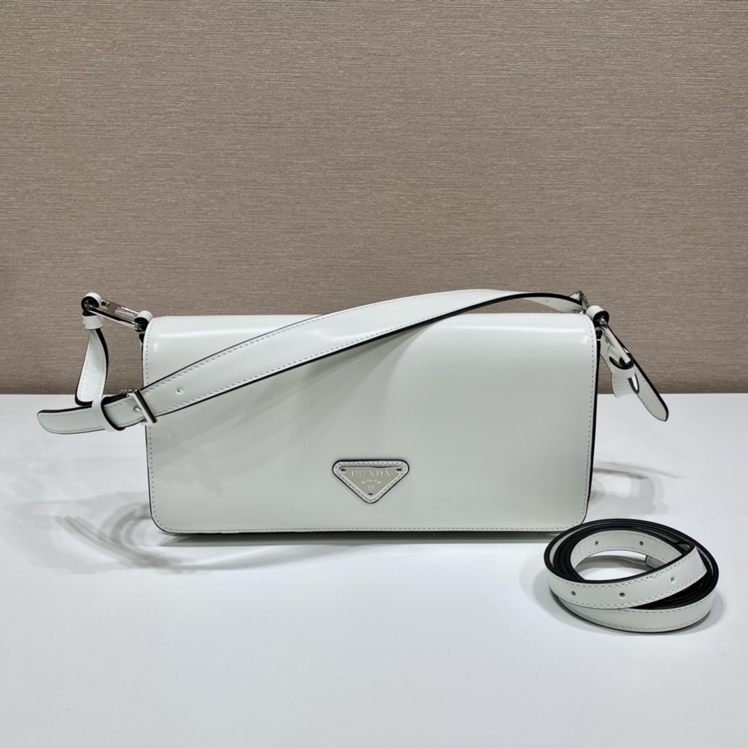 Prada Leather Bag Shoulder Bag Handbag White 1BD323